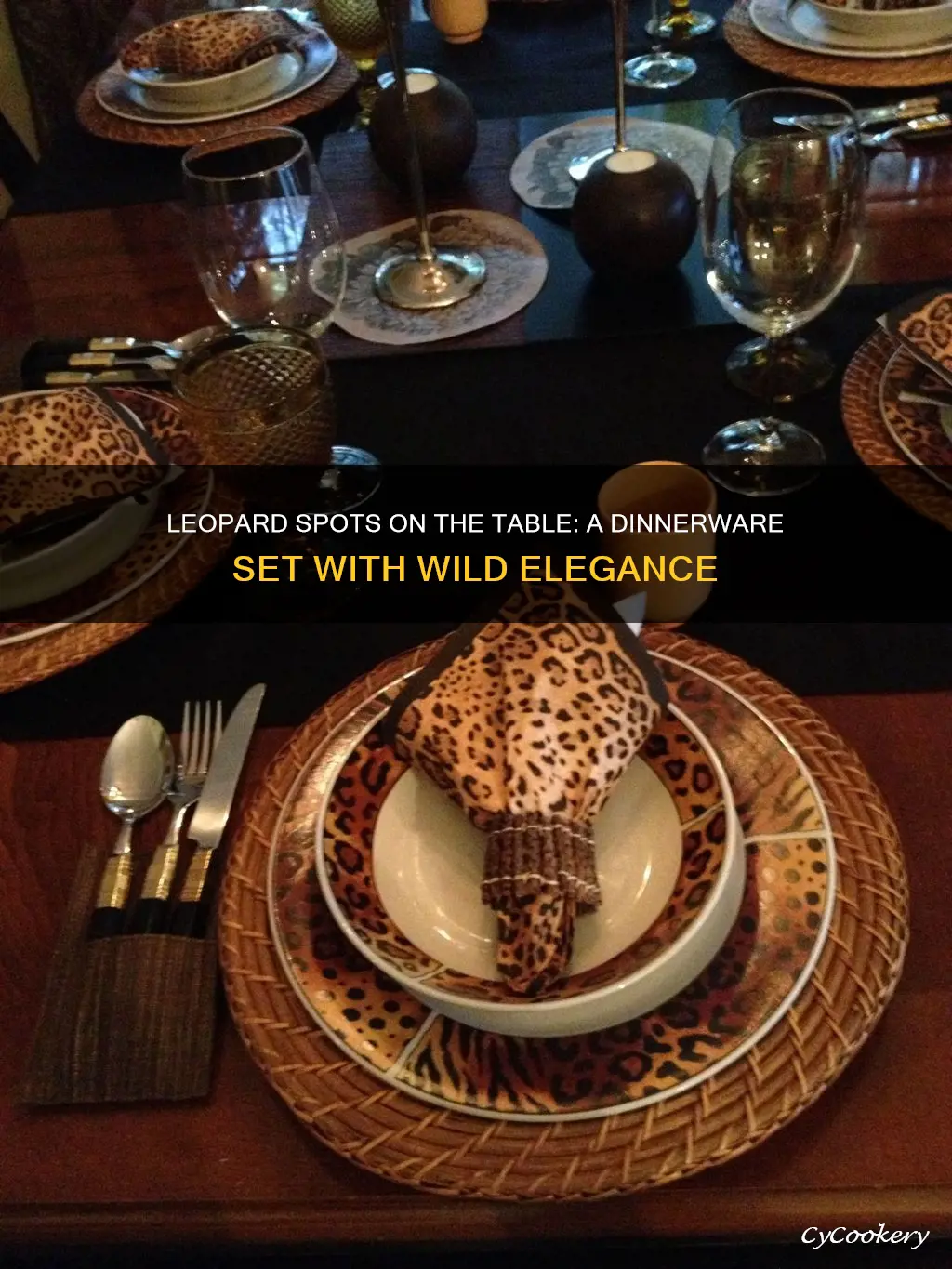 black animal print dinnerware set