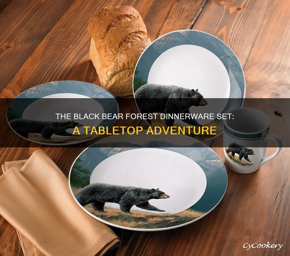 black bear forest dinnerware set