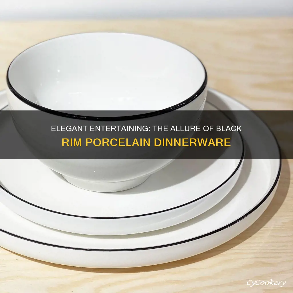 black rim porcelain dinnerware set