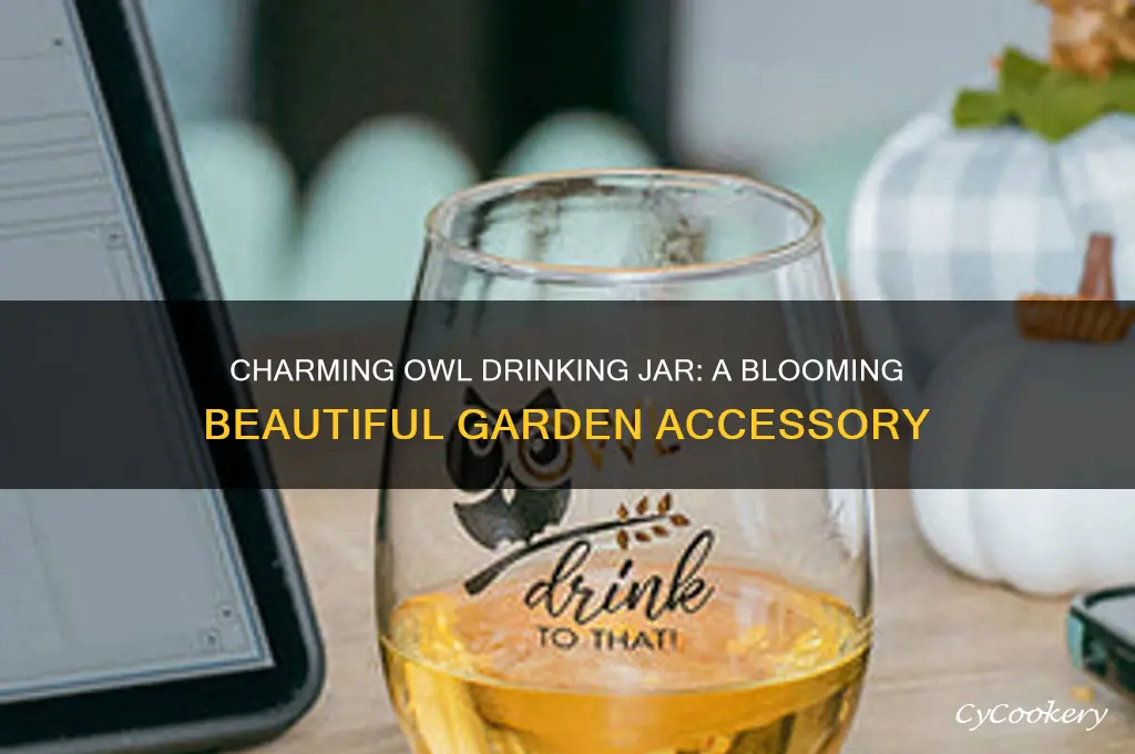 blooming beautiful owl drinking jar