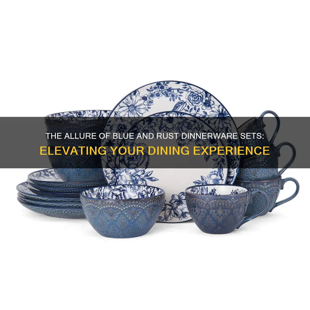 blue and rust dinnerware sets