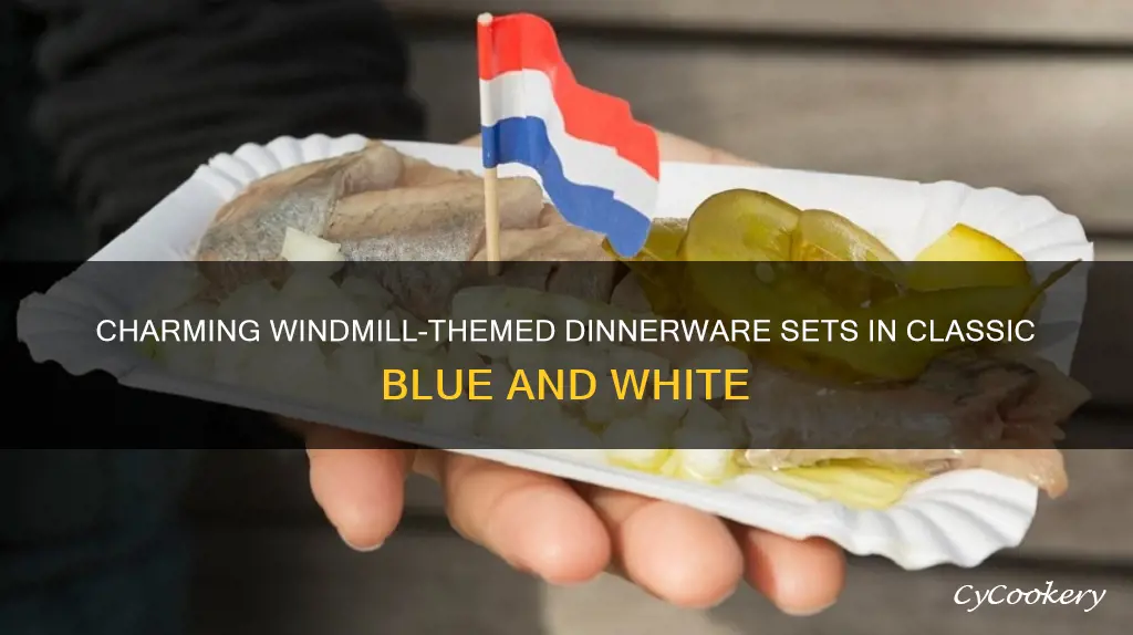 blue and white dinnerware sets with windmill