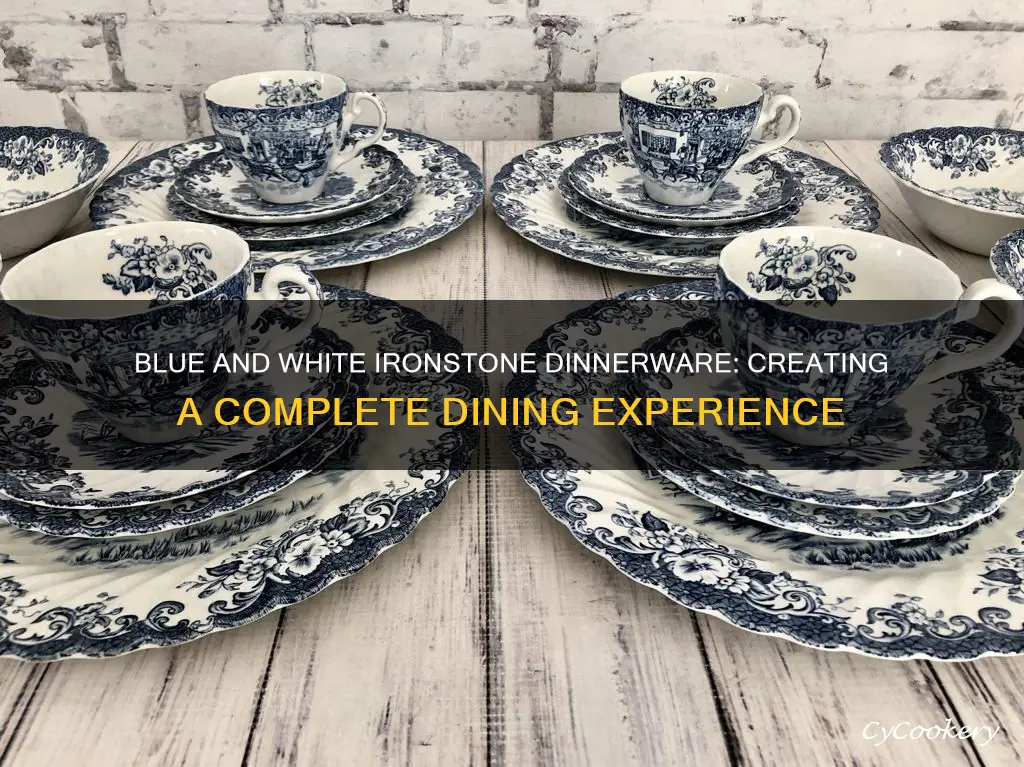 blue and white ironstone full set dinnerware