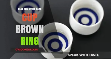 Elegant Blue and White Sake Cup with Brown Ring Accent
