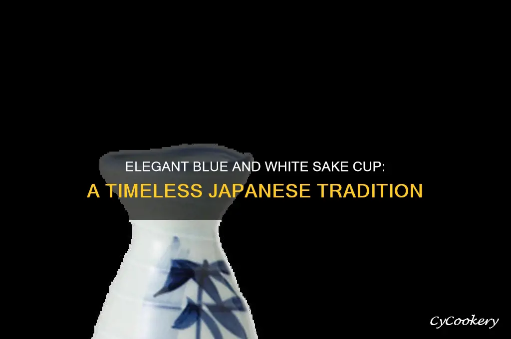 blue and white sake cup