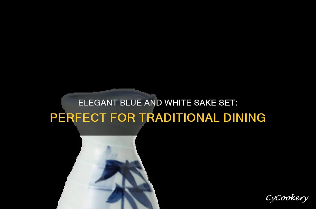 blue and white sake set