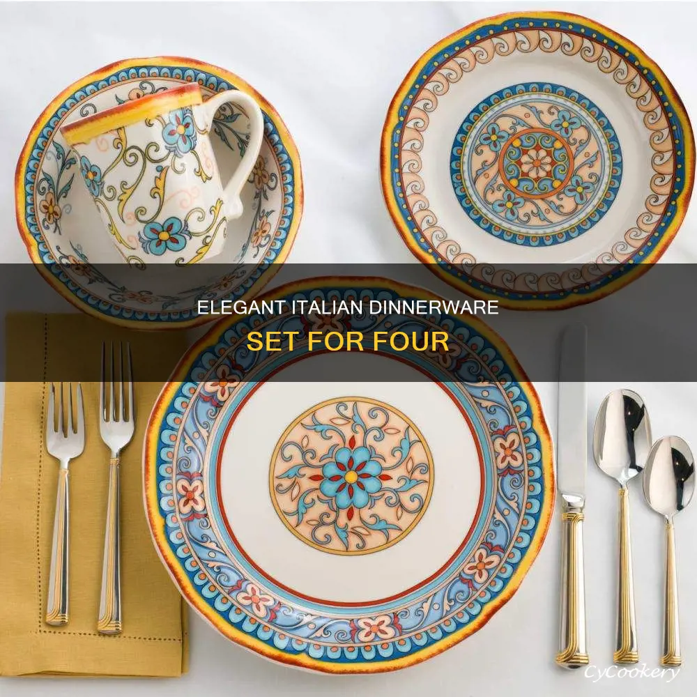 blue italian 12 piece dinnerware set service for 4