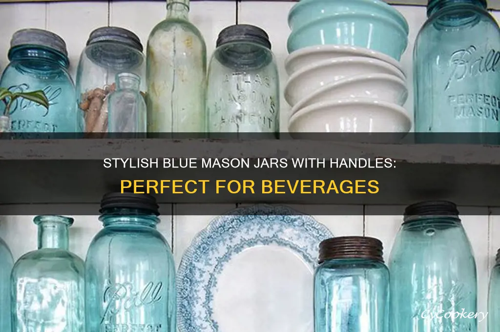 blue mason drinking jars with handles
