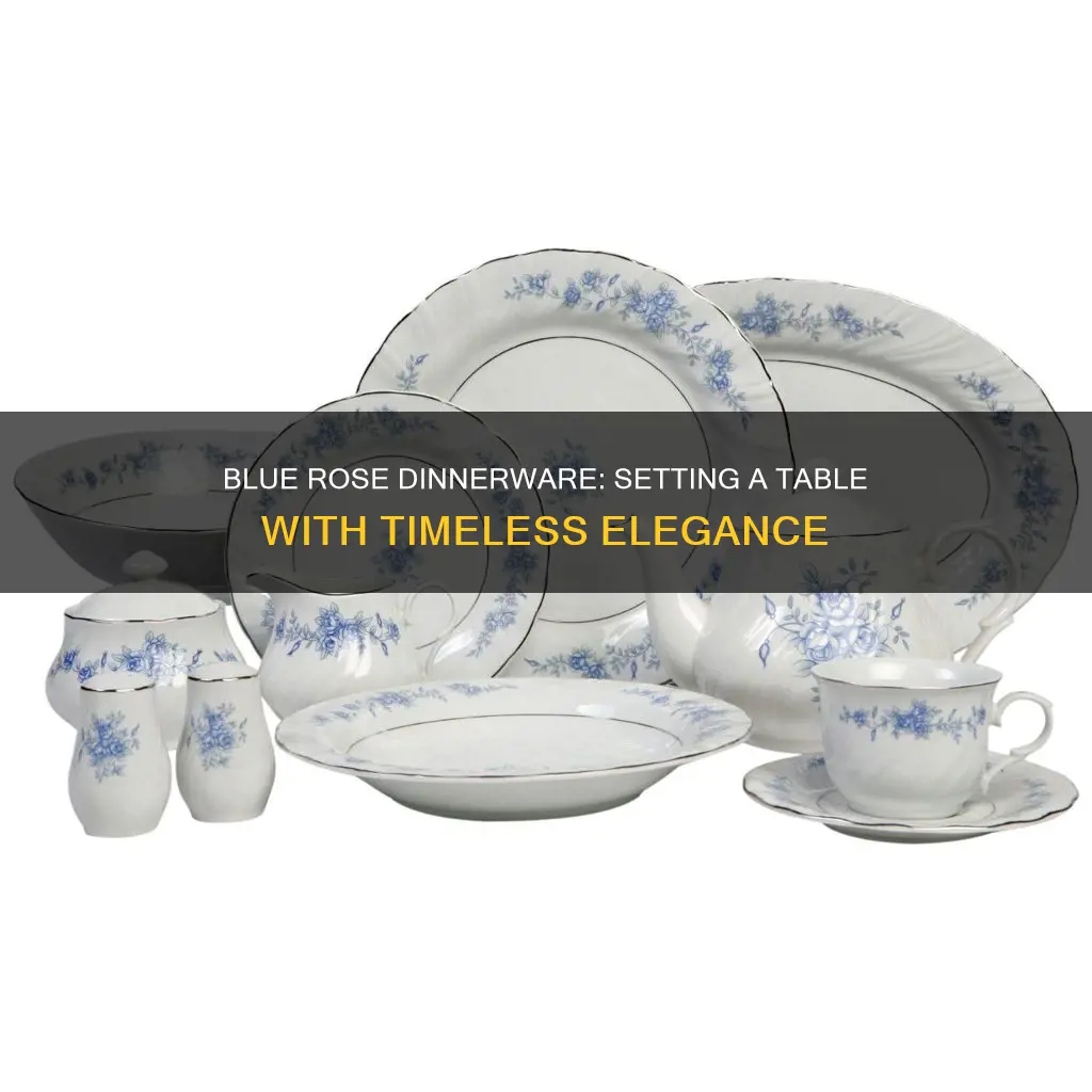 blue rose dinnerware table setting