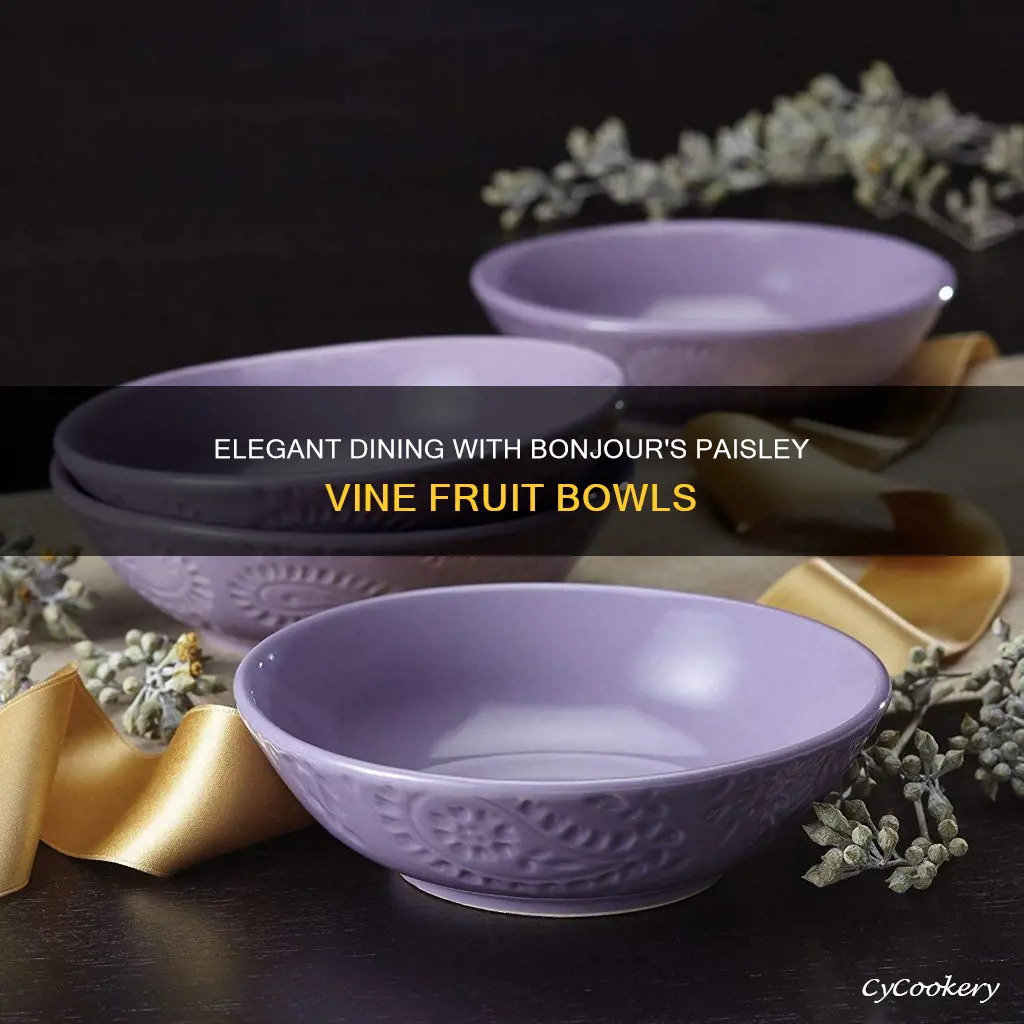 bonjour dinnerware paisley vine 4-piece stoneware fruit bowl set cream