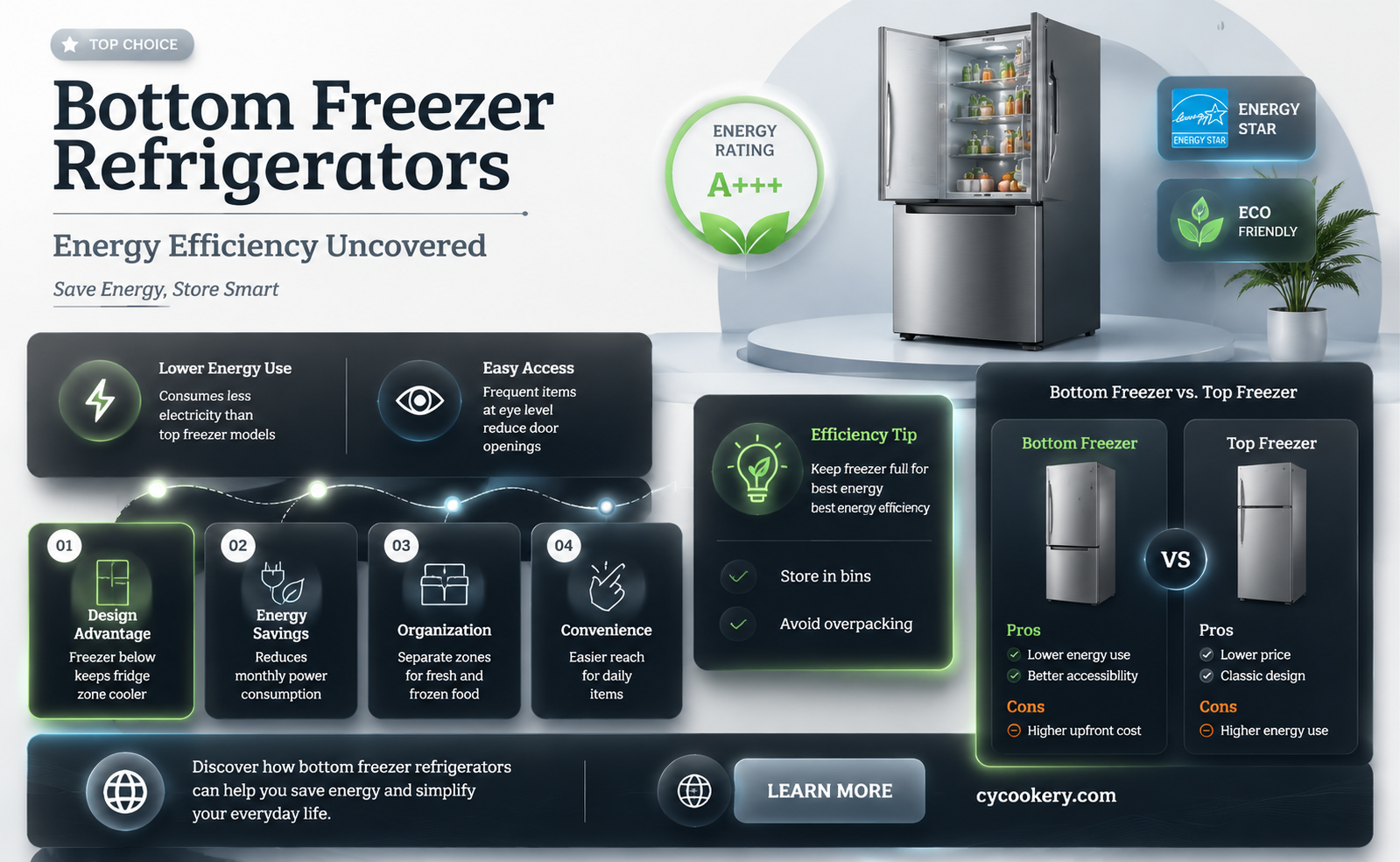 are bottom freezer refrigerators more energy efficient