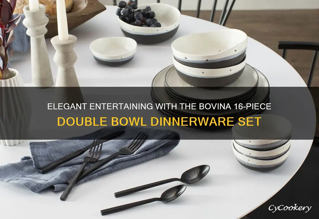 bovina 16 piece double bowl dinnerware set