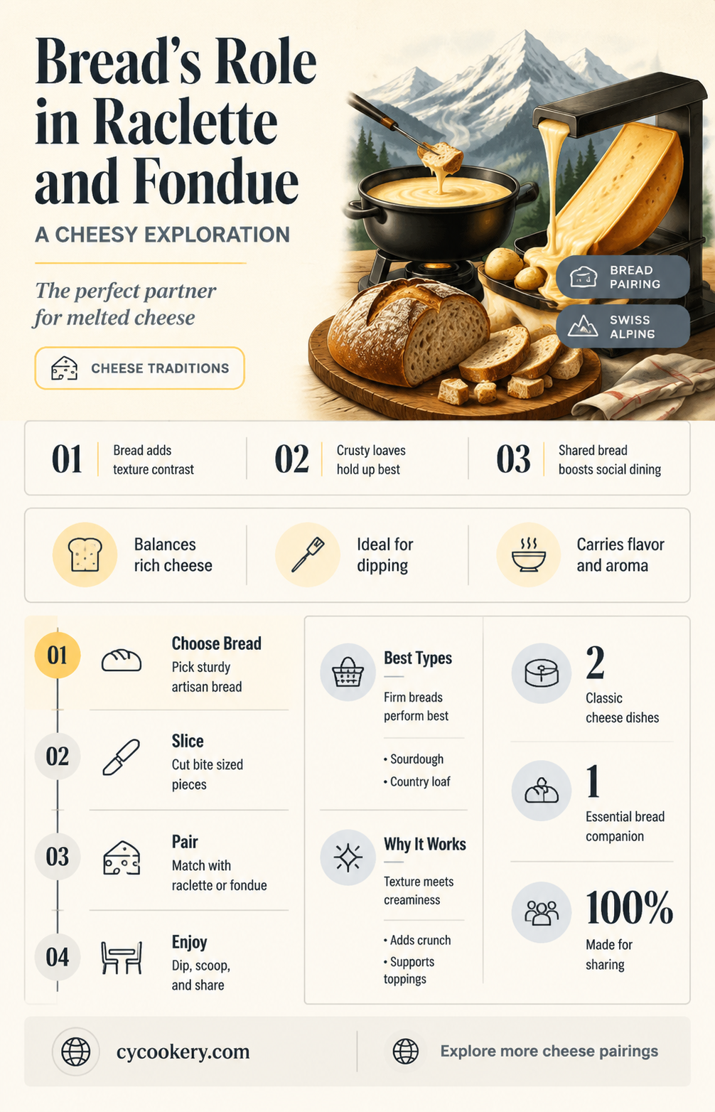 are fondue and raclette made with bread