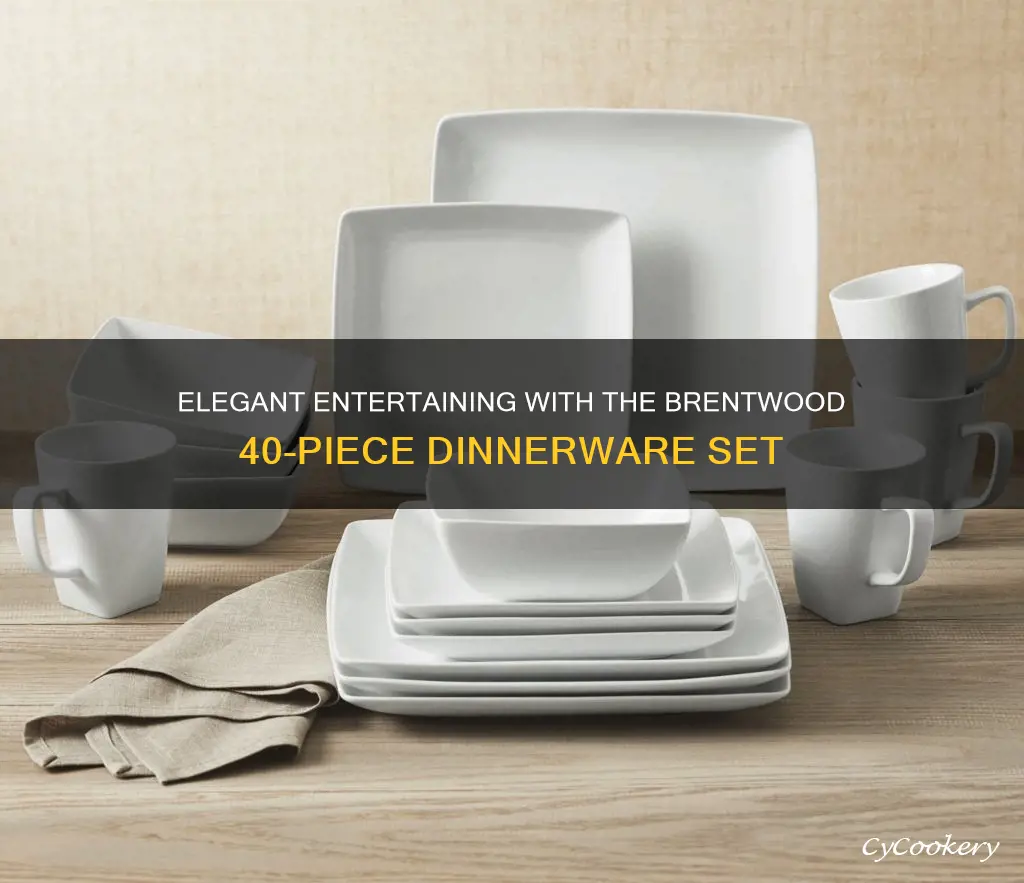 brentwood 40 piece white soft square dinnerware set