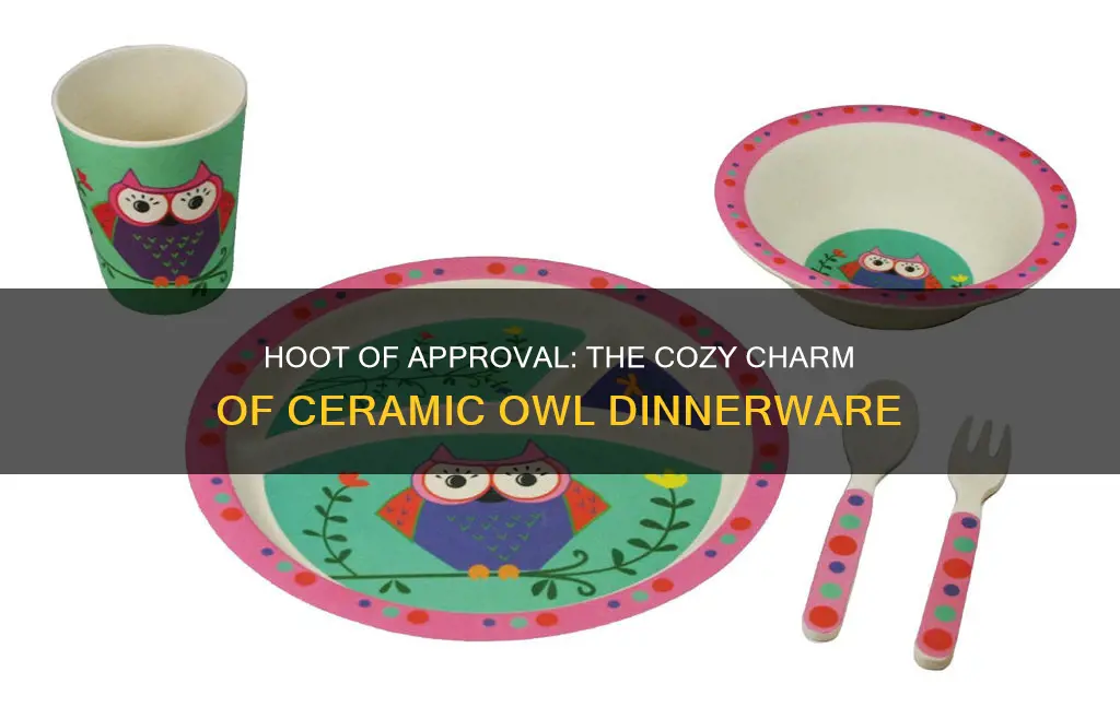 brown ceramic owl dinnerware set