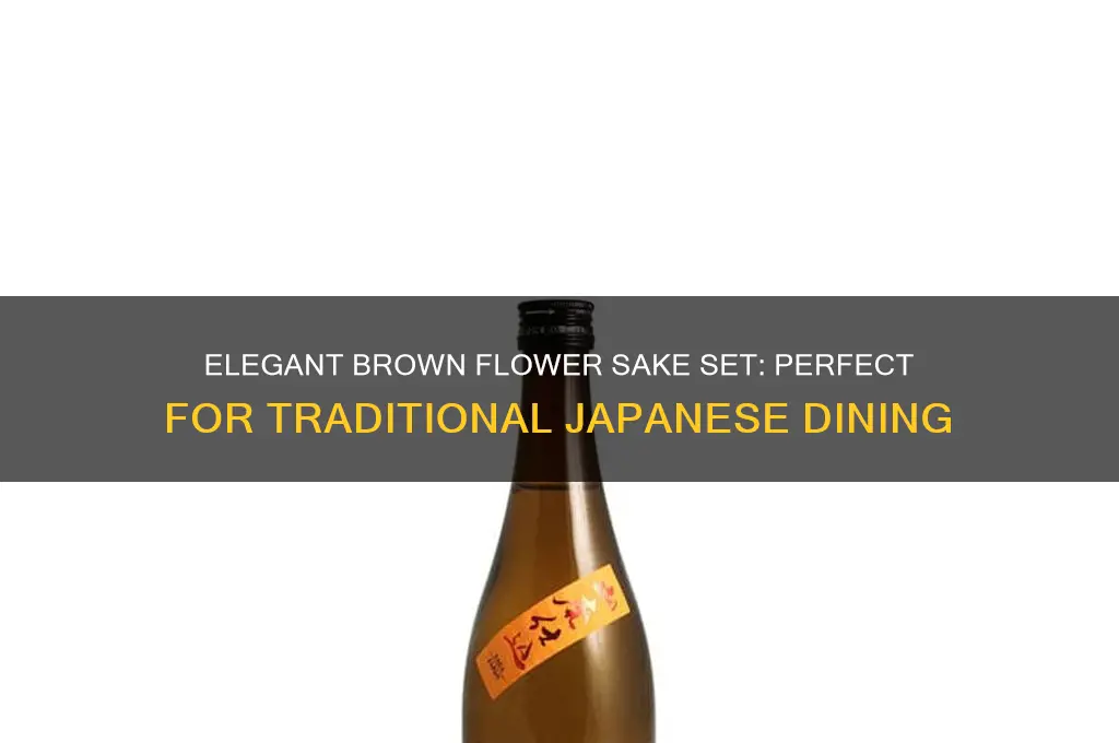 brown flower sake set