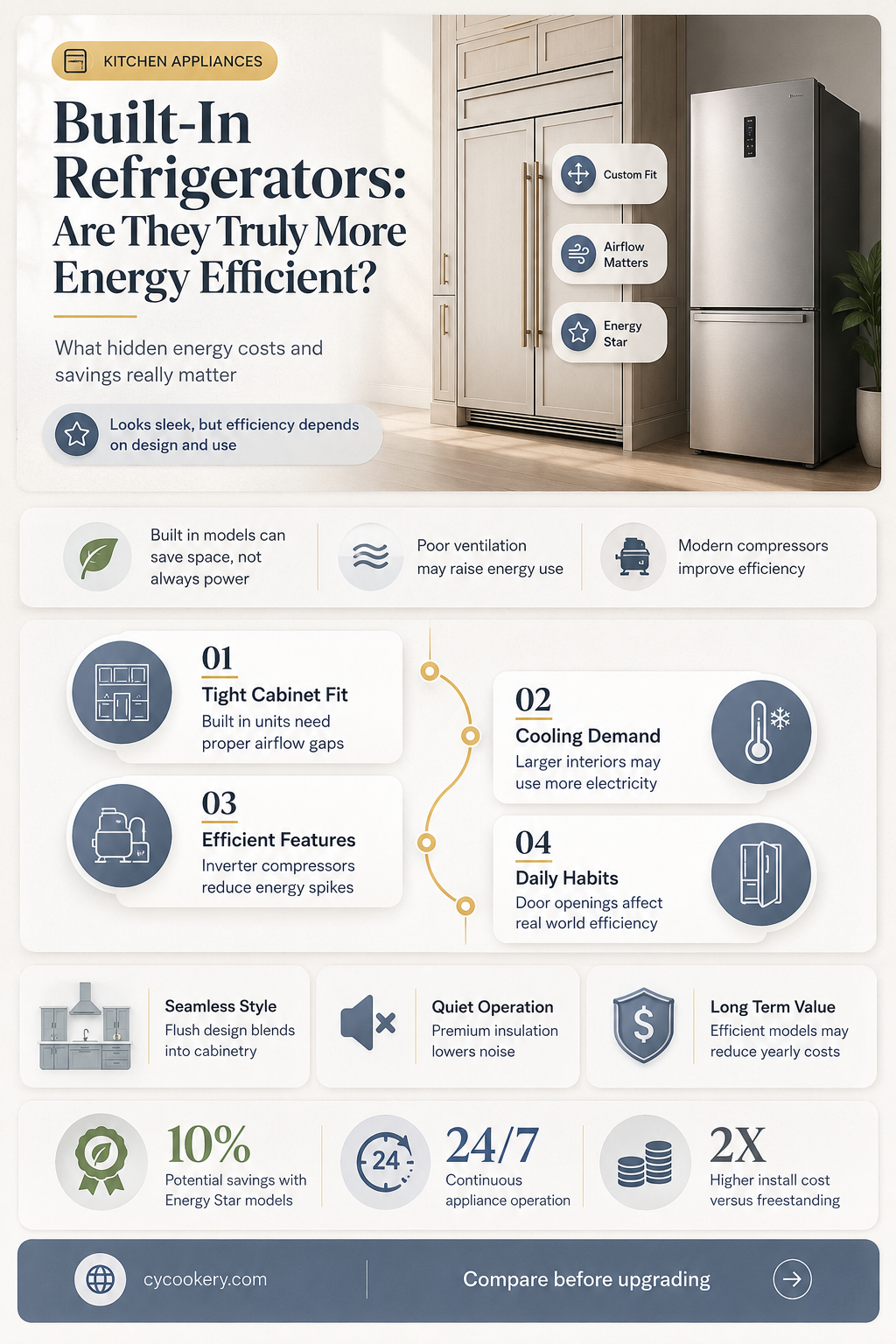 are built in refrigerators more energy efficient
