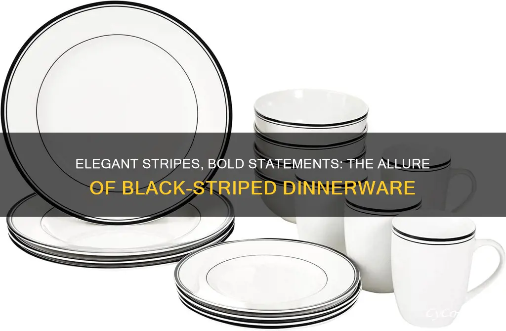 cafe stripe dinnerware set black single dinner plate