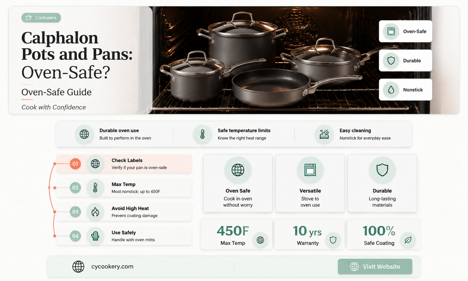 are calphalon pots and pans oven safe