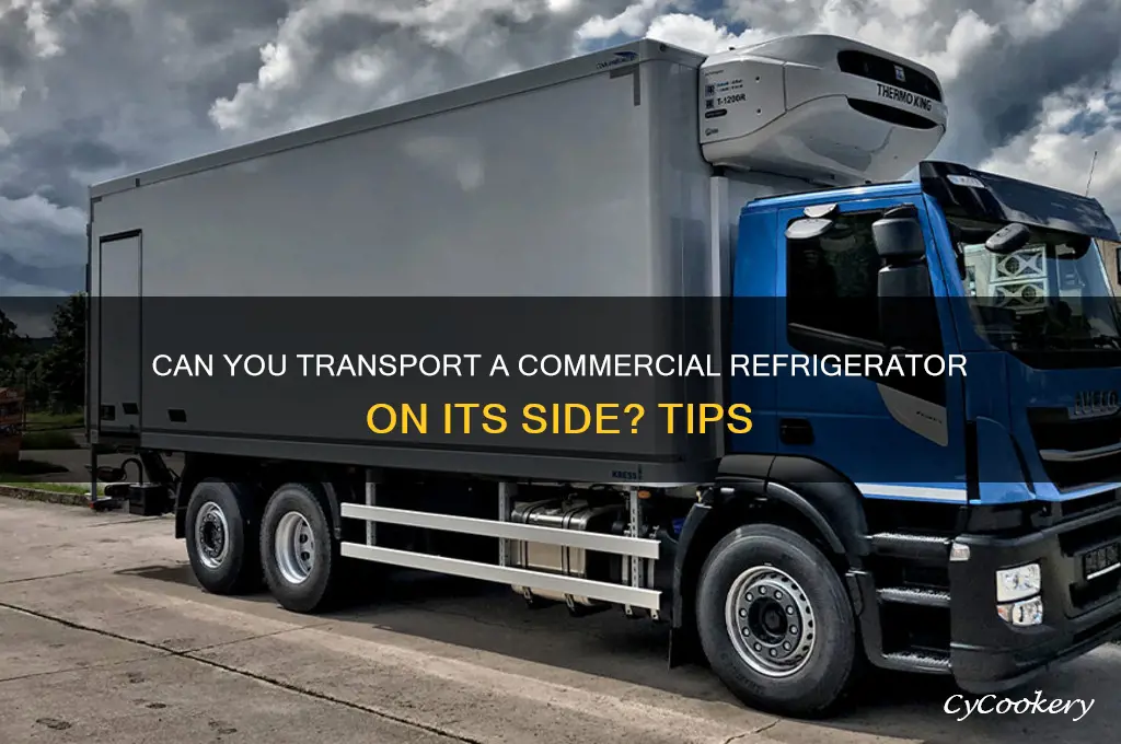 can a commercial refrigerator be transported on its side