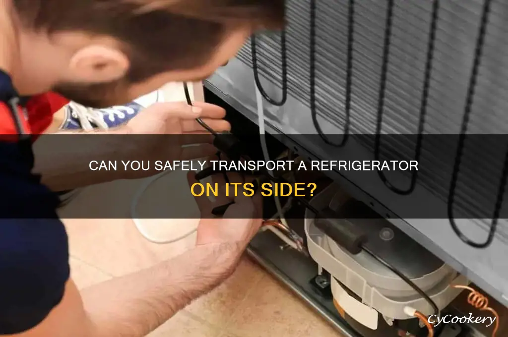 can a refrigerator be turned on its side for transport