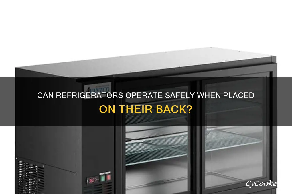 can a refrigerator run on its back