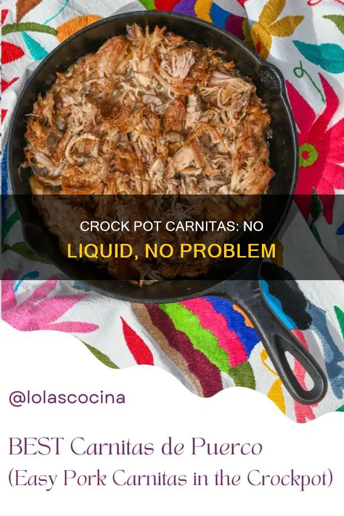 can carnitas in crock pot be cooked without any liquids