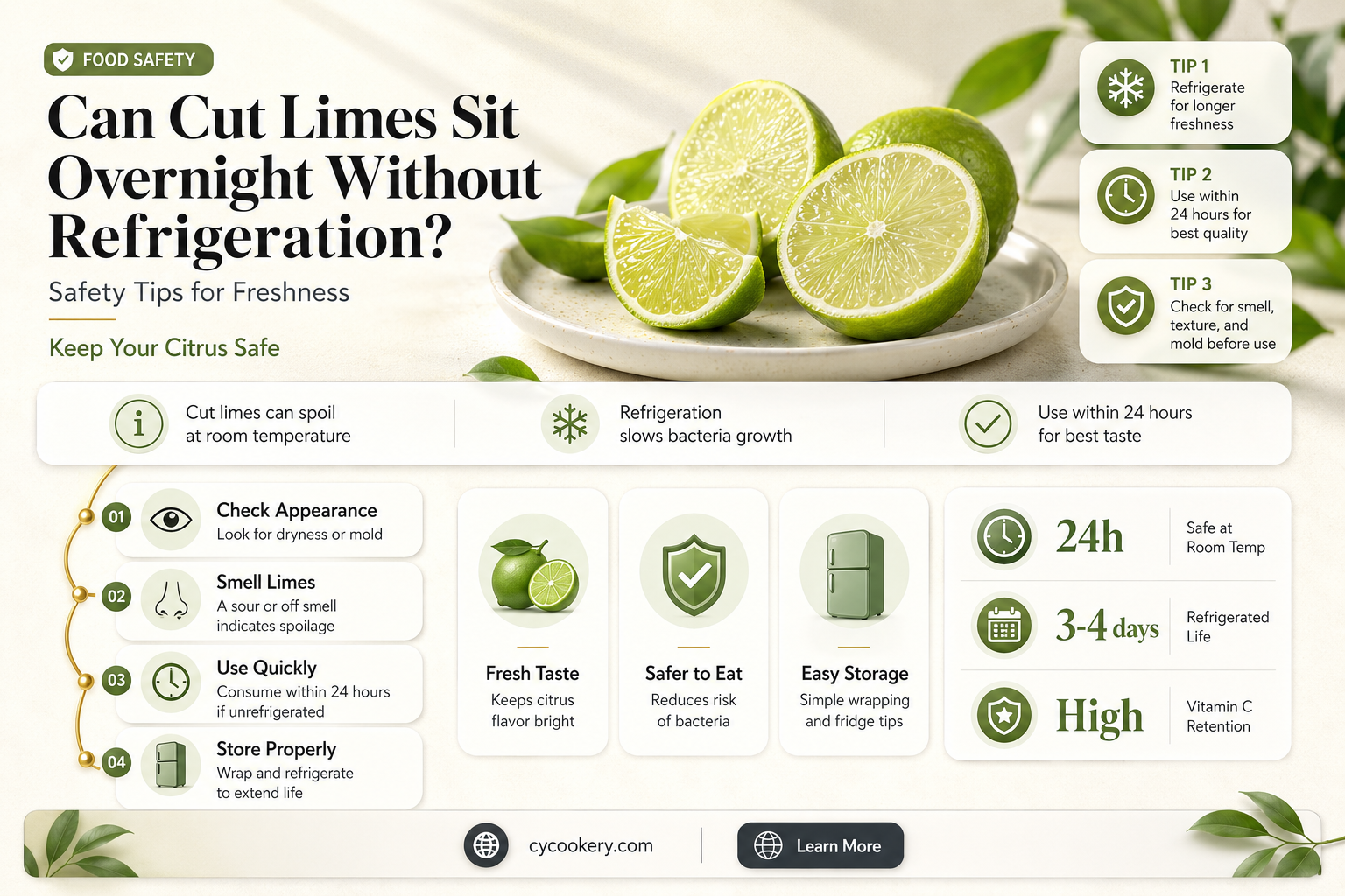 are cut limes okay over overnight no refrigeration