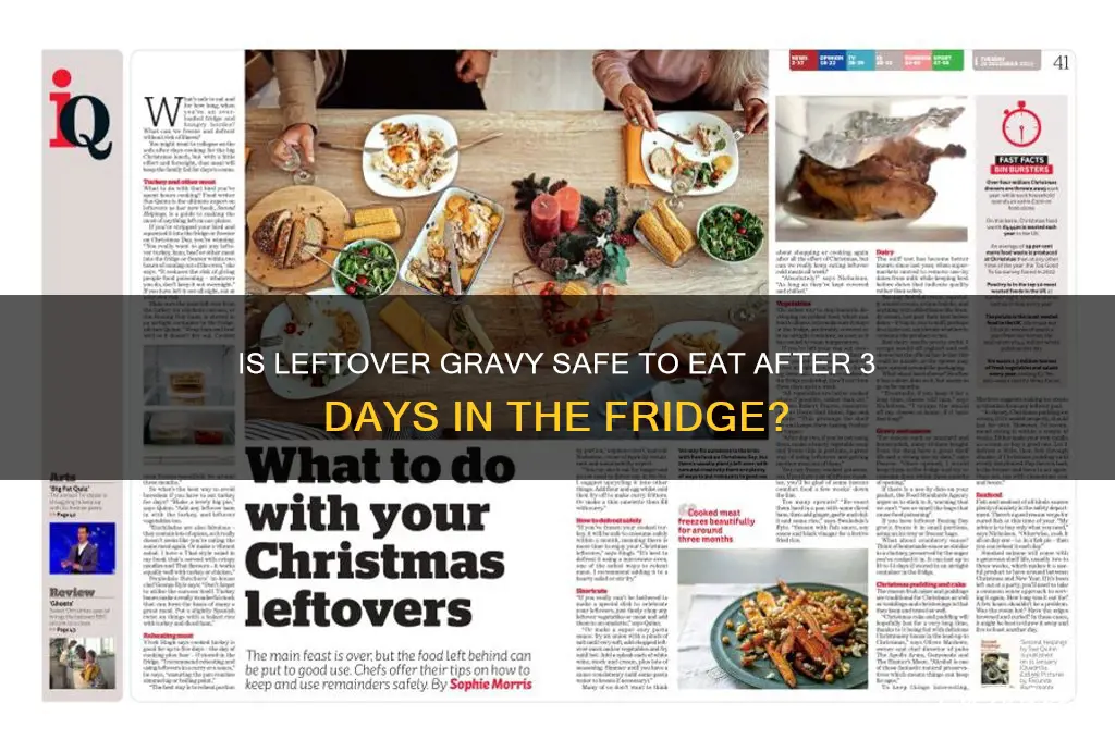can gravy be eaten after 3 days in the refrigerator