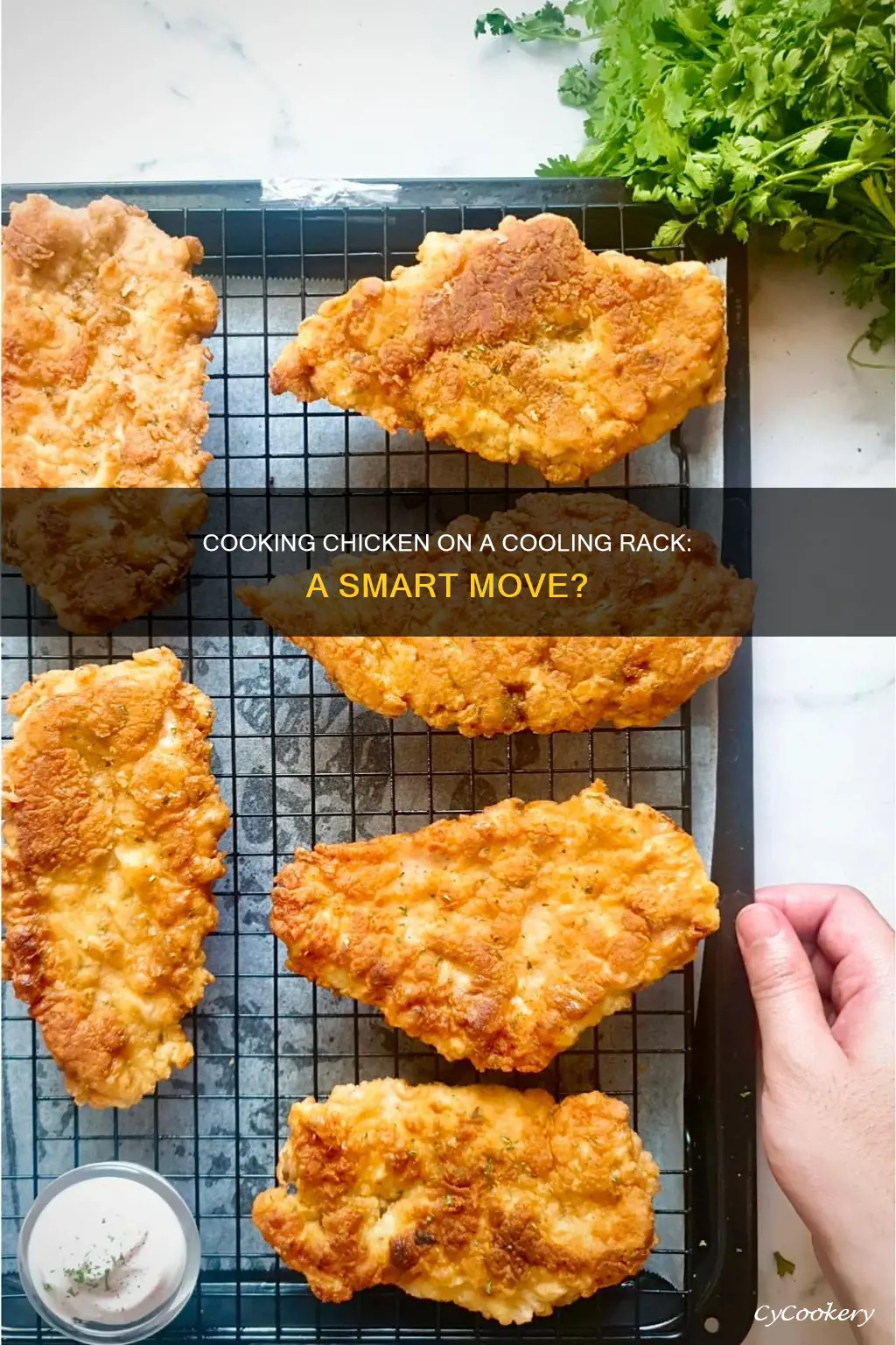 can I cook chickem on cooling rack on a pan