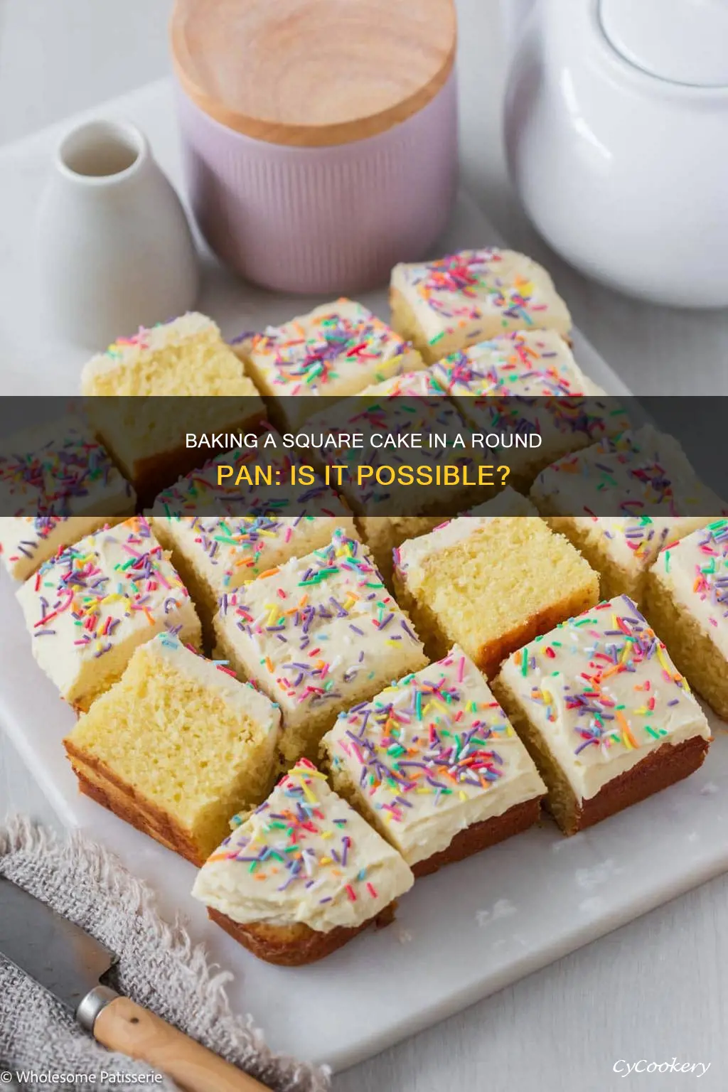 can I put 9 in square in round cake pan