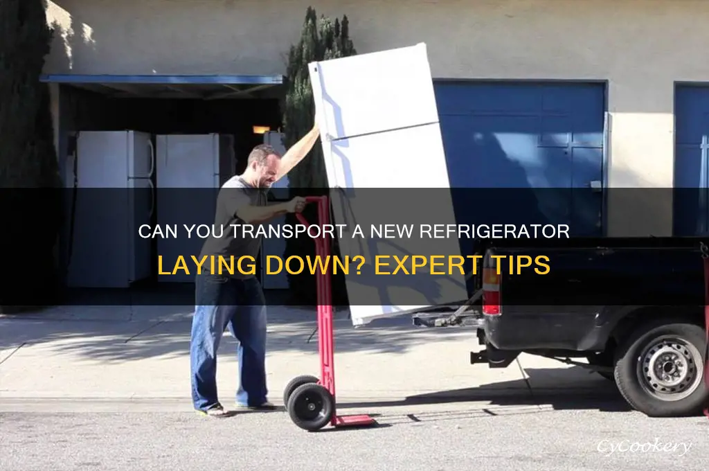 can i transport a new refrigerator laying down