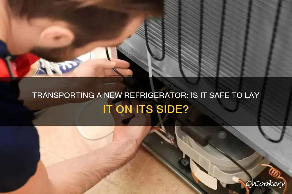 can i transport a new refrigerator on its side