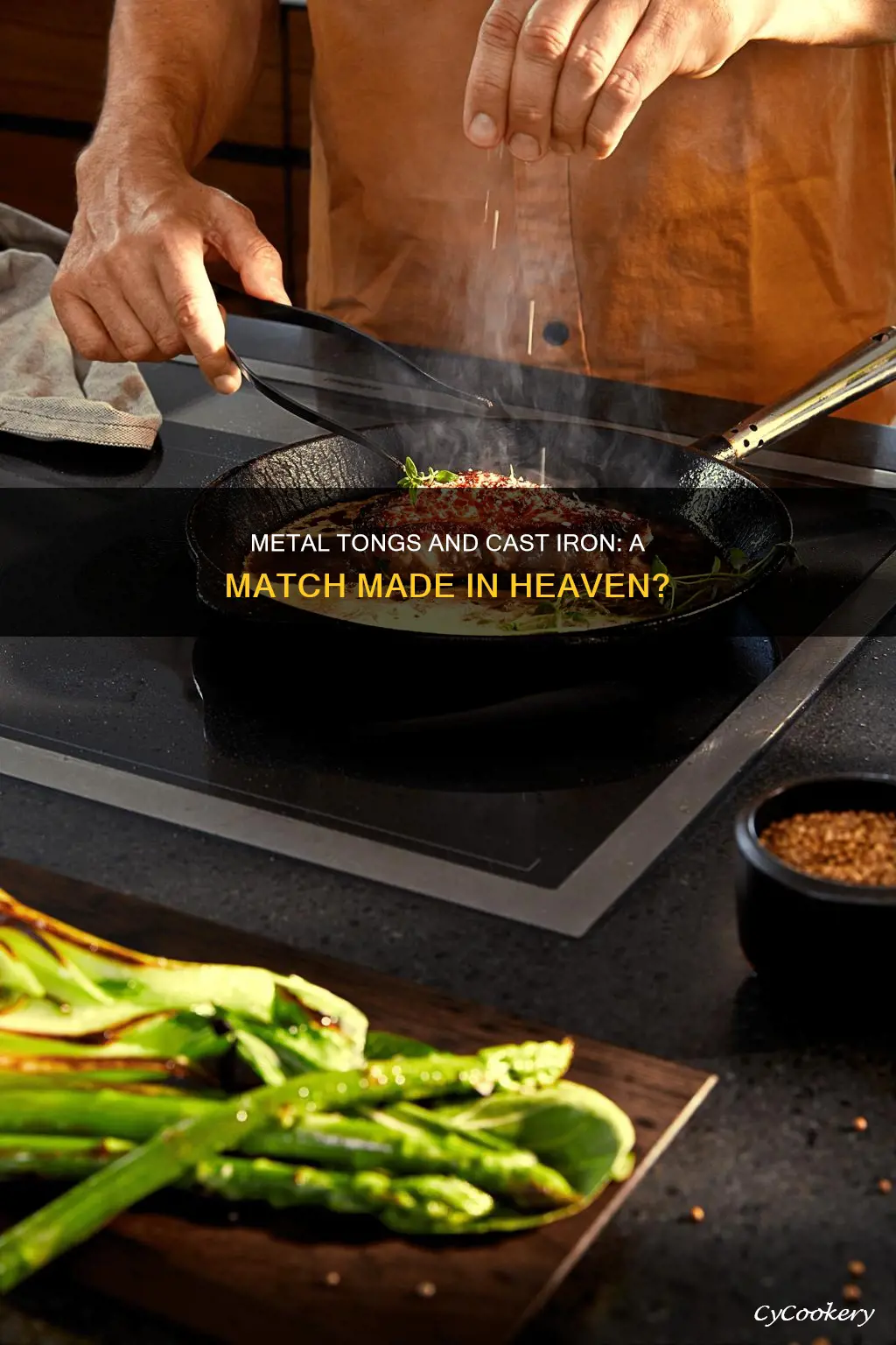 can I use metal tongs on a cast iron pan