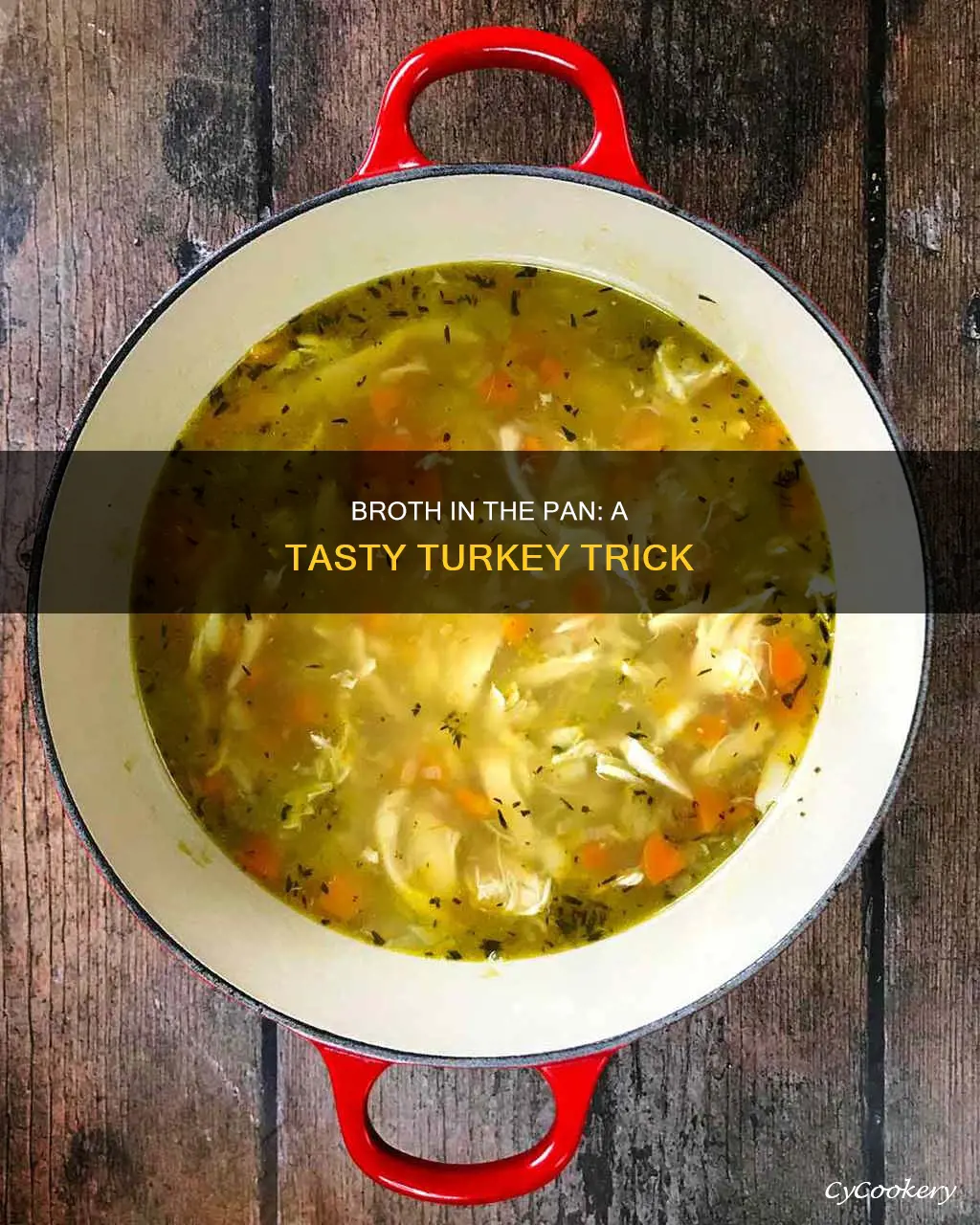 can of broth in turkey pan