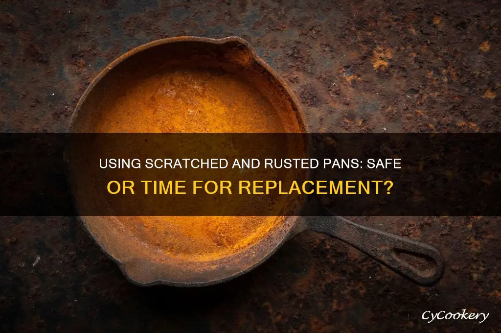 can pan with scratches rusted be used