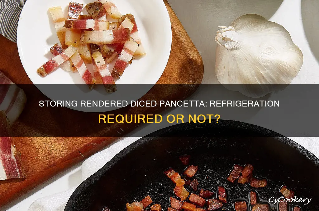 can rendered diced pancetta be stored not refrigerated