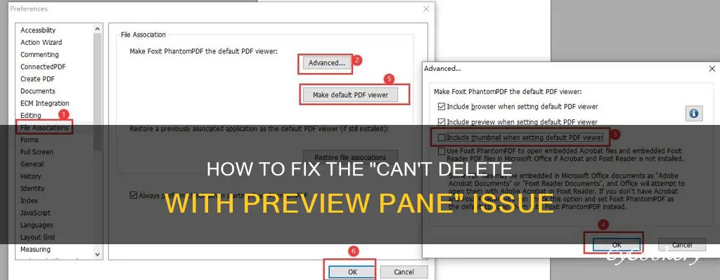 can t delete with preview pane