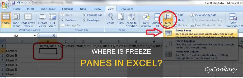 can t find freeze panes in excel