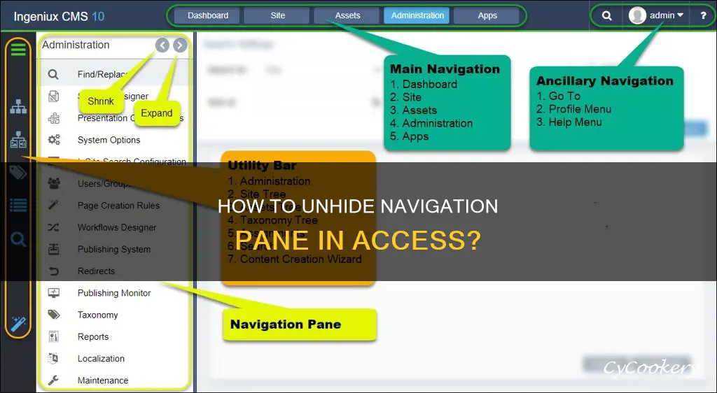 can t see navigation pane in access