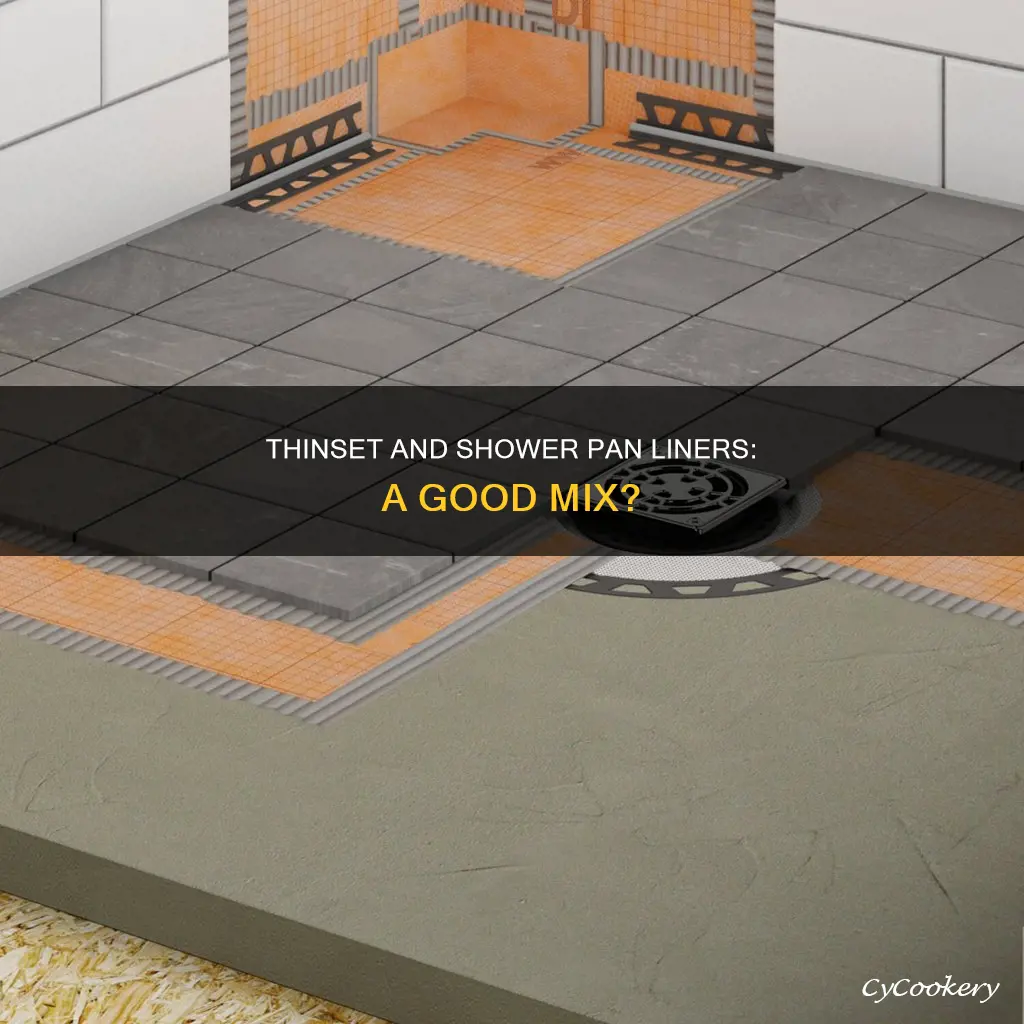 can thinset be put on a shower pan liner