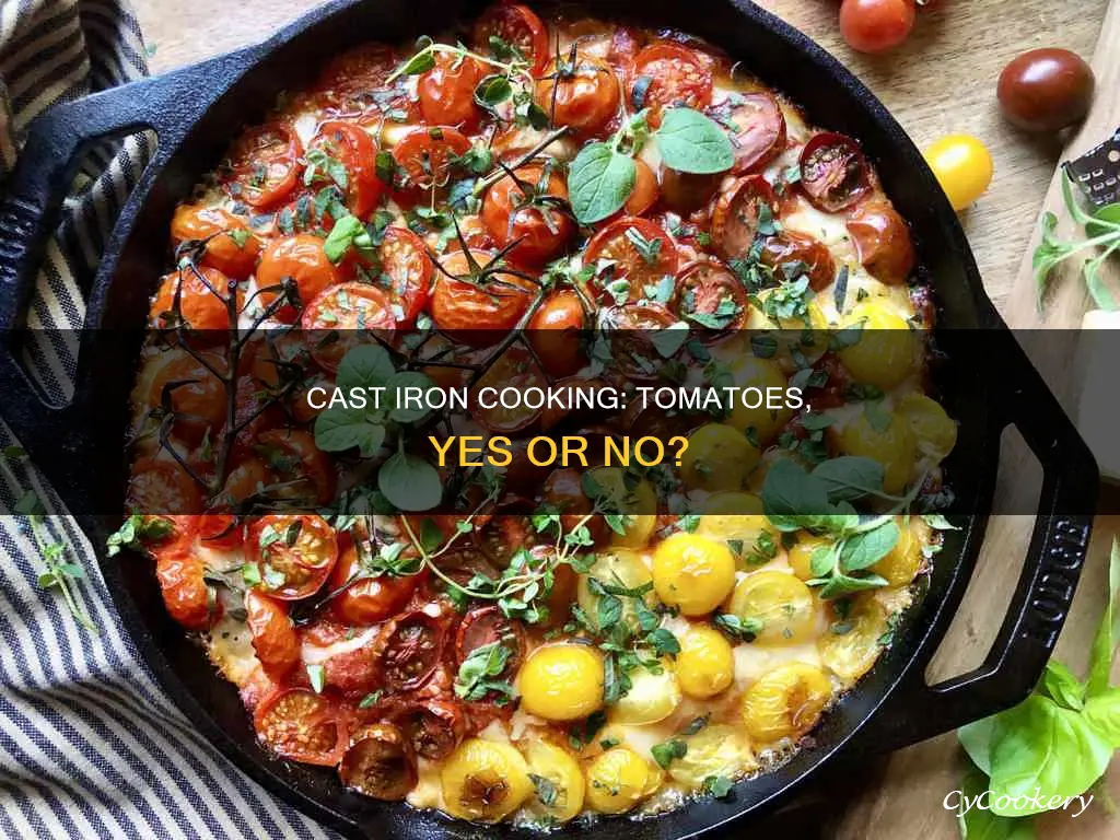 can you cook tomatoes in a cast iron pot