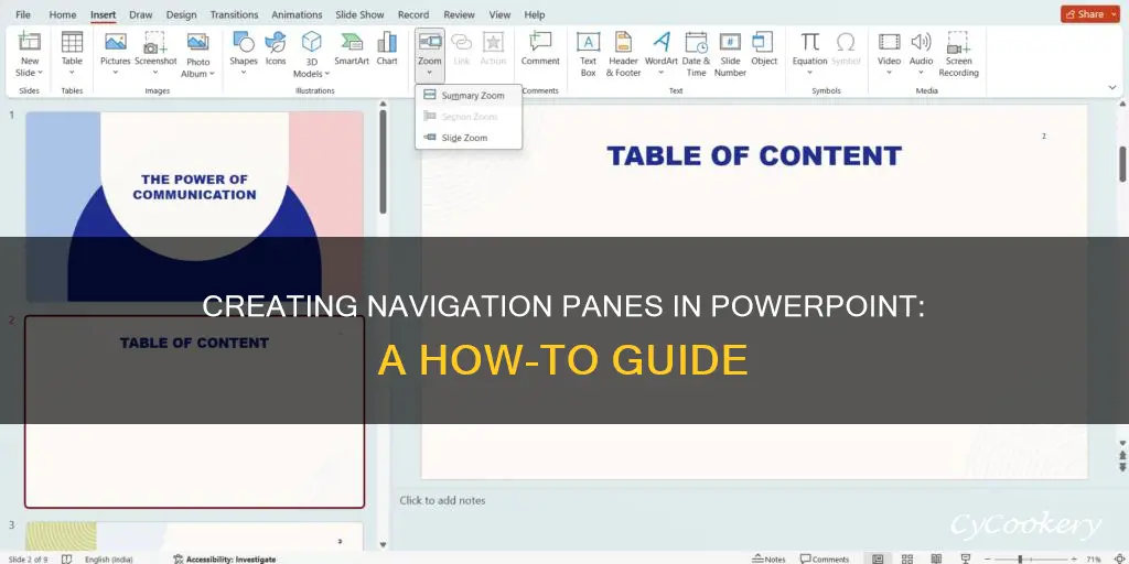 can you create a navigation pane in powerpoint