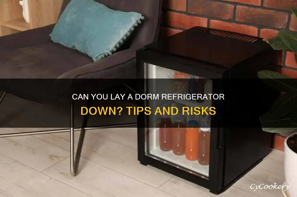 can you lay a dorm refrigerator down