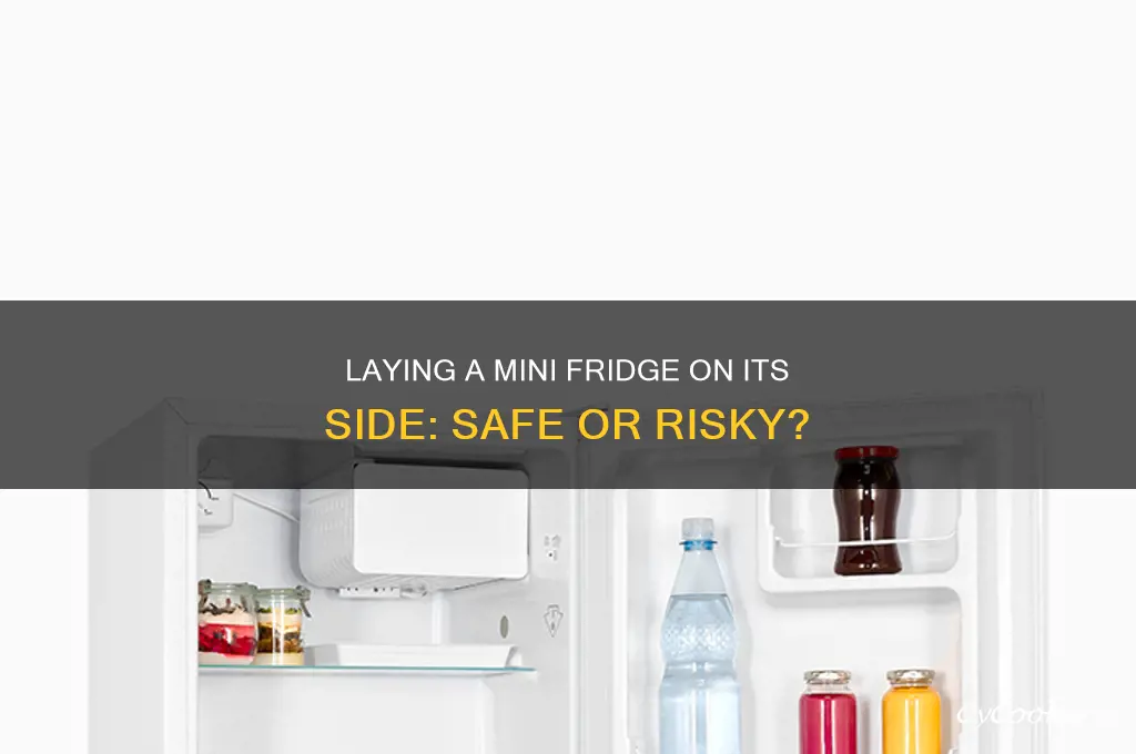 can you lay a mini refrigerator on its side