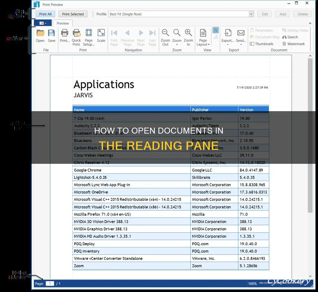 can you opne document in the readign pane