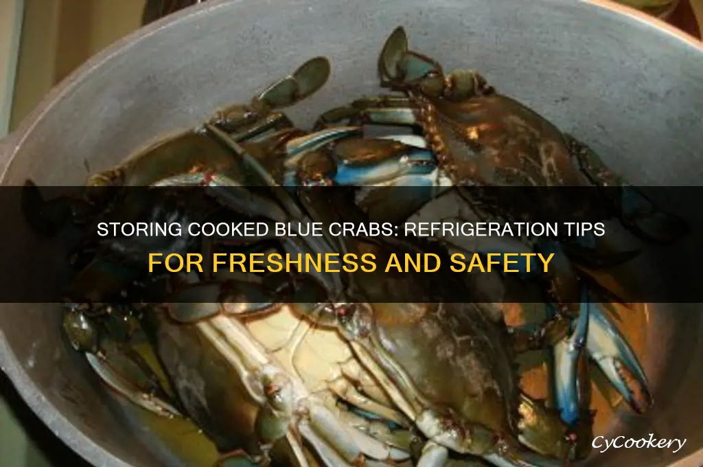 can you put cleaned cooked blue crabs in refrigerator