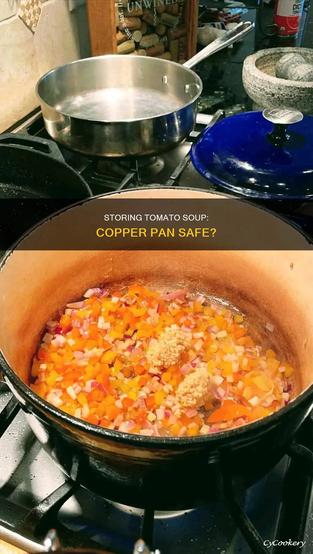 can you store tomato based soup in a cooper pan