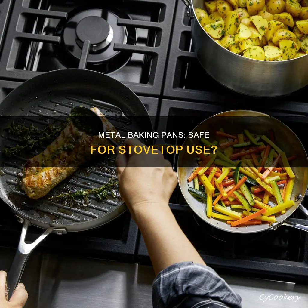 can you use metal baking pan on stove top