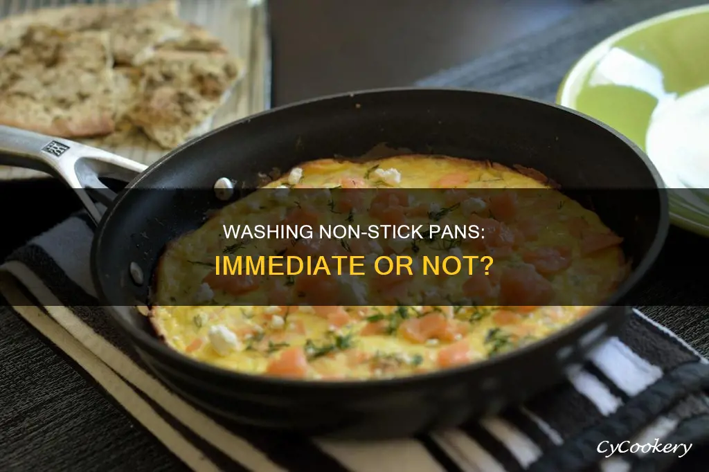 can you wash a non stick pan right after cooking